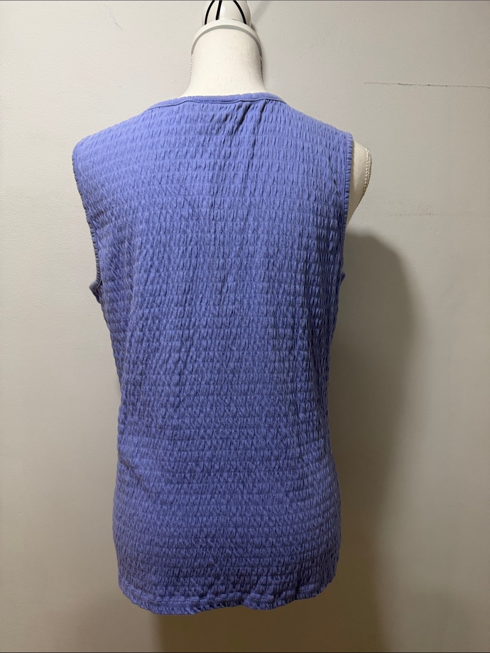 Appleseeds Women’s Sleeveless Textured Tank Top Periwinkle Casual Beach Coastal - Picture 4 of 9